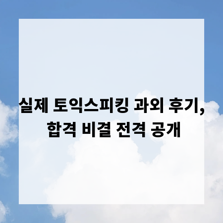 실제 토익스피킹 과외 후기, 합격 비결 전격 공개