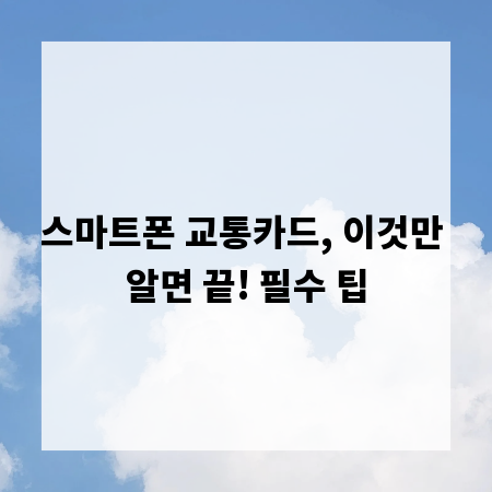 스마트폰 교통카드, 이것만 알면 끝! 필수 팁
