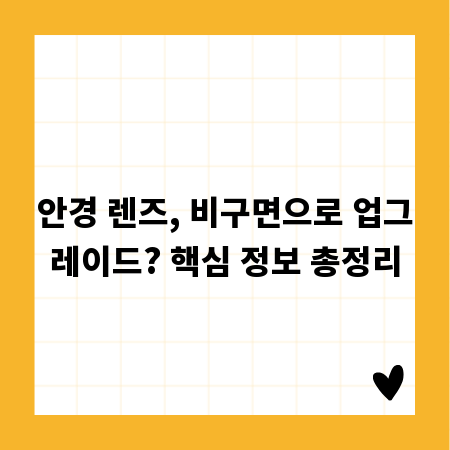 안경 렌즈, 비구면으로 업그레이드? 핵심 정보 총정리