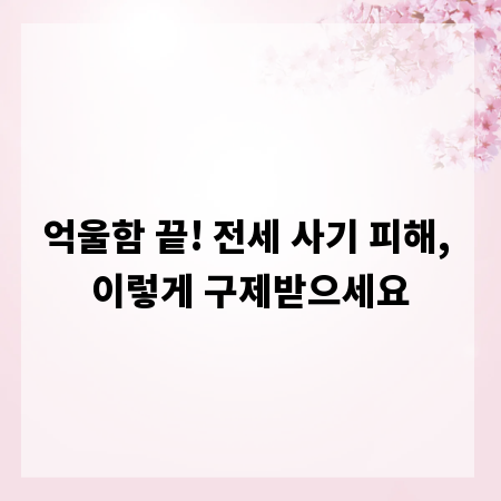 억울함 끝! 전세 사기 피해, 이렇게 구제받으세요