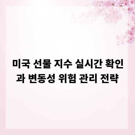 미국 선물 지수 실시간 확인과 변동성 위험 관리 전략