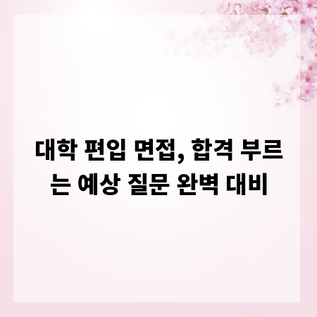 대학 편입 면접, 합격 부르는 예상 질문 완벽 대비