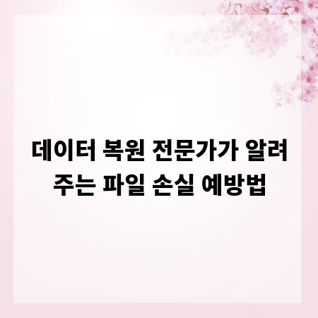 데이터 복원 전문가가 알려주는 파일 손실 예방법