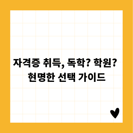 자격증 취득, 독학? 학원? 현명한 선택 가이드