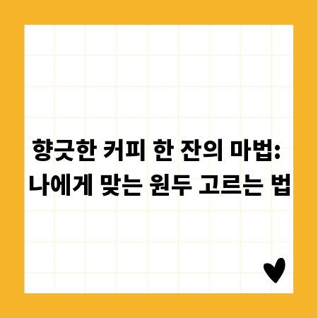 향긋한 커피 한 잔의 마법: 나에게 맞는 원두 고르는 법