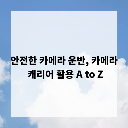 안전한 카메라 운반, 카메라 캐리어 활용 A to Z