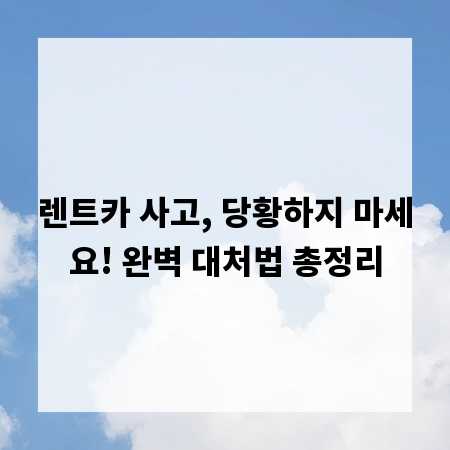 렌트카 사고, 당황하지 마세요! 완벽 대처법 총정리