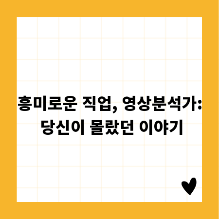 흥미로운 직업, 영상분석가: 당신이 몰랐던 이야기