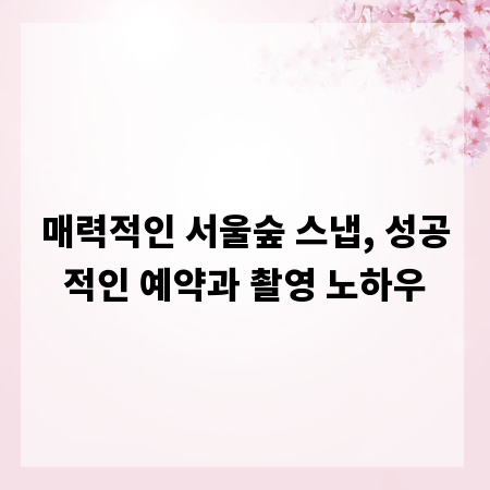 매력적인 서울숲 스냅, 성공적인 예약과 촬영 노하우