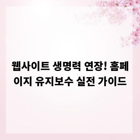 웹사이트 생명력 연장! 홈페이지 유지보수 실전 가이드