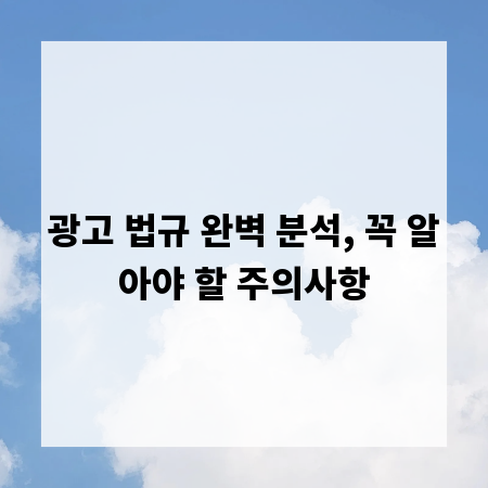 광고 법규 완벽 분석, 꼭 알아야 할 주의사항