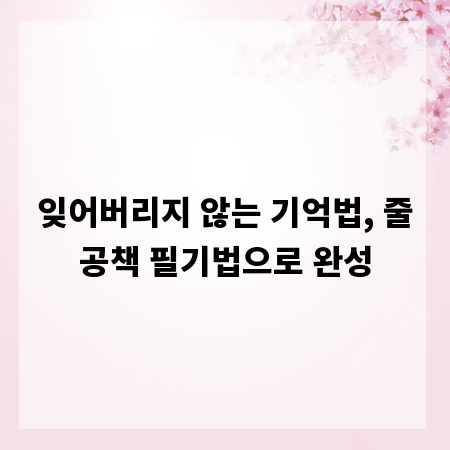 잊어버리지 않는 기억법, 줄공책 필기법으로 완성