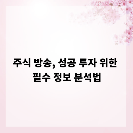 주식 방송, 성공 투자 위한 필수 정보 분석법