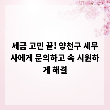 세금 고민 끝! 양천구 세무사에게 문의하고 속 시원하게 해결