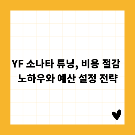 YF 소나타 튜닝, 비용 절감 노하우와 예산 설정 전략
