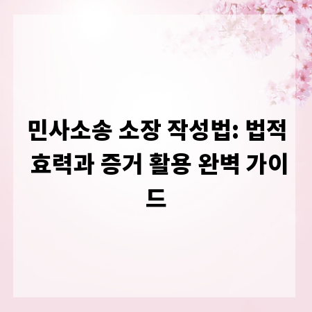 민사소송 소장 작성법: 법적 효력과 증거 활용 완벽 가이드
