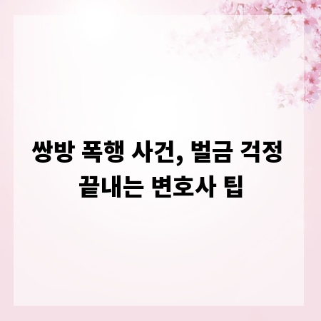 쌍방 폭행 사건, 벌금 걱정 끝내는 변호사 팁