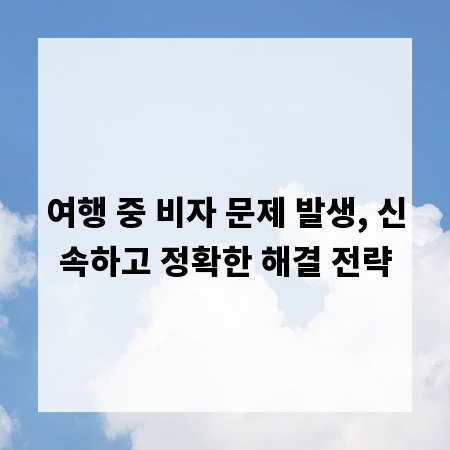 여행 중 비자 문제 발생, 신속하고 정확한 해결 전략