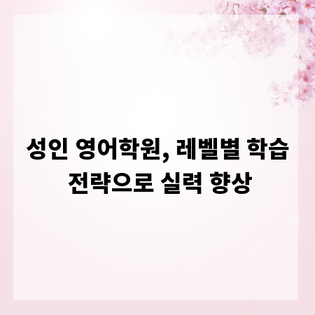 성인 영어학원, 레벨별 학습 전략으로 실력 향상