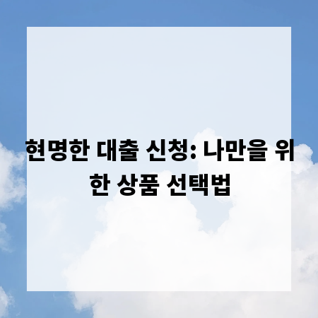 현명한 대출 신청: 나만을 위한 상품 선택법