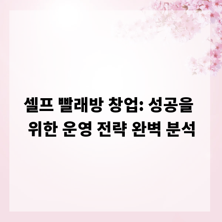 셀프 빨래방 창업: 성공을 위한 운영 전략 완벽 분석
