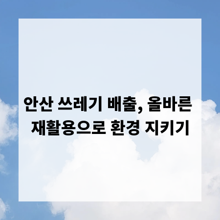안산 쓰레기 배출, 올바른 재활용으로 환경 지키기
