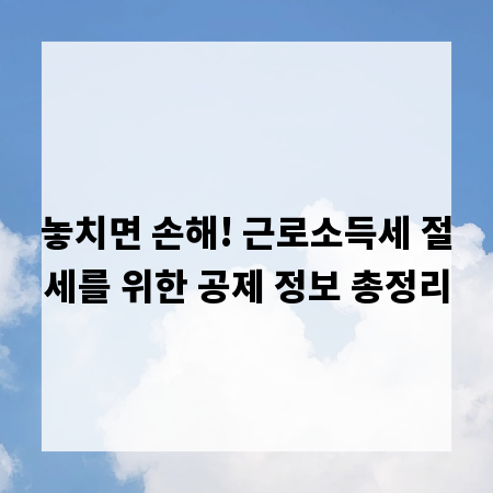 놓치면 손해! 근로소득세 절세를 위한 공제 정보 총정리