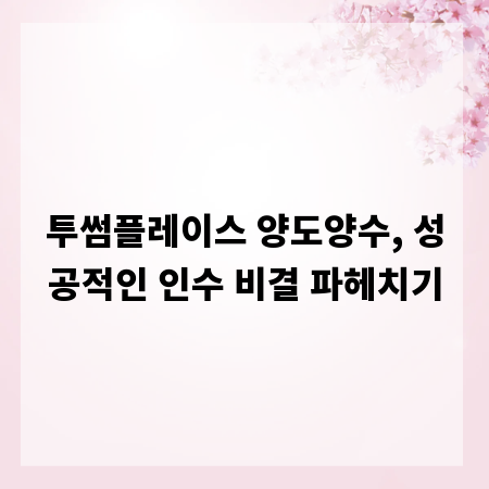 투썸플레이스 양도양수, 성공적인 인수 비결 파헤치기
