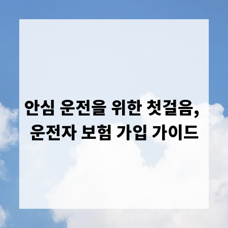 안심 운전을 위한 첫걸음, 운전자 보험 가입 가이드