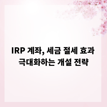 IRP 계좌, 세금 절세 효과 극대화하는 개설 전략