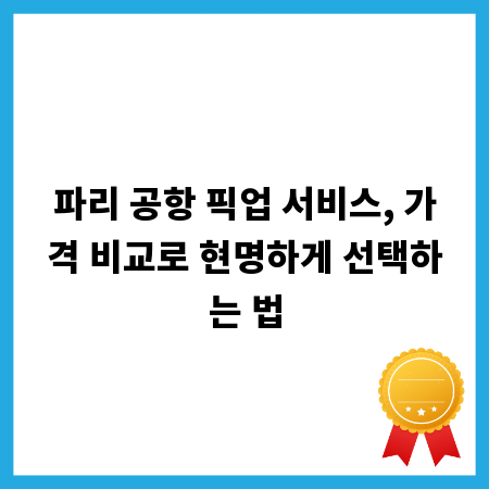 파리 공항 픽업 서비스, 가격 비교로 현명하게 선택하는 법