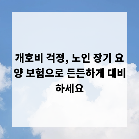 개호비 걱정, 노인 장기 요양 보험으로 든든하게 대비하세요