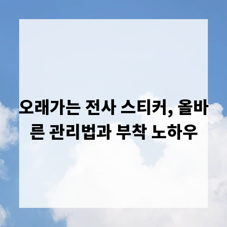 오래가는 전사 스티커, 올바른 관리법과 부착 노하우