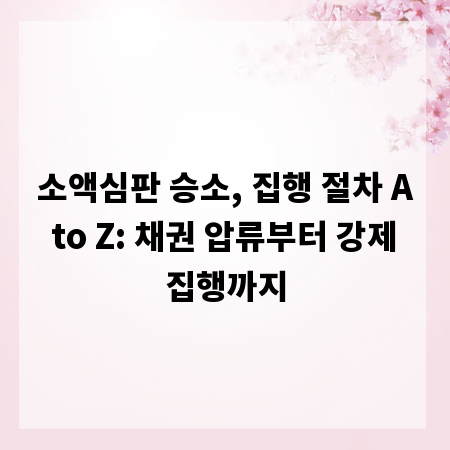 소액심판 승소, 집행 절차 A to Z: 채권 압류부터 강제 집행까지