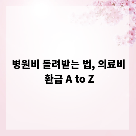 병원비 돌려받는 법, 의료비 환급 A to Z
