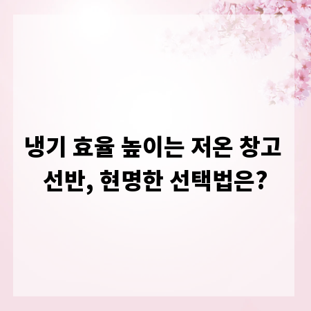 냉기 효율 높이는 저온 창고 선반, 현명한 선택법은?
