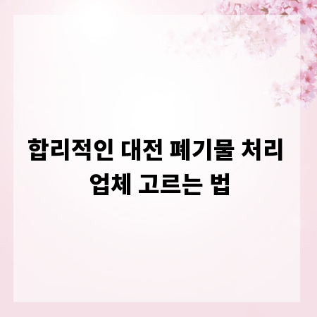 합리적인 대전 폐기물 처리 업체 고르는 법