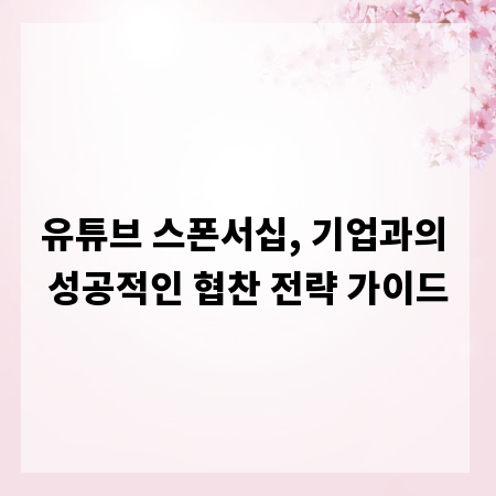 유튜브 스폰서십, 기업과의 성공적인 협찬 전략 가이드