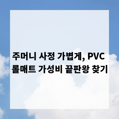 주머니 사정 가볍게, PVC 롤매트 가성비 끝판왕 찾기