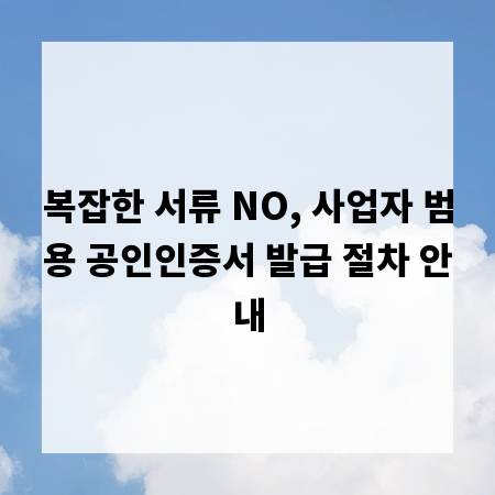 복잡한 서류 NO, 사업자 범용 공인인증서 발급 절차 안내