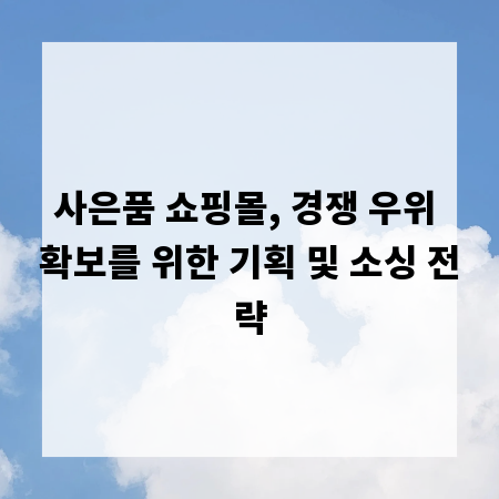 사은품 쇼핑몰, 경쟁 우위 확보를 위한 기획 및 소싱 전략