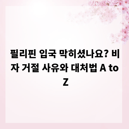 필리핀 입국 막히셨나요? 비자 거절 사유와 대처법 A to Z