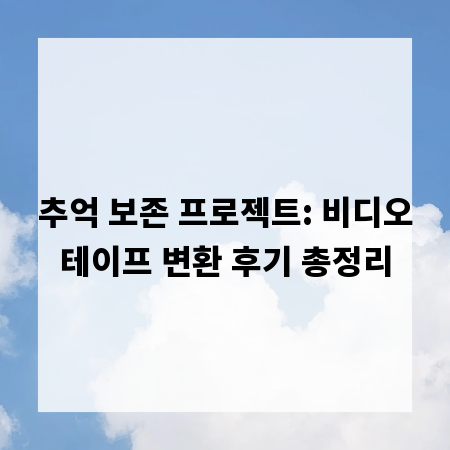 추억 보존 프로젝트: 비디오테이프 변환 후기 총정리
