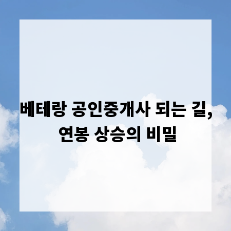 베테랑 공인중개사 되는 길, 연봉 상승의 비밀