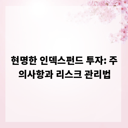 현명한 인덱스펀드 투자: 주의사항과 리스크 관리법