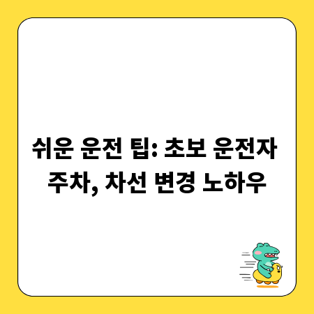 쉬운 운전 팁: 초보 운전자 주차, 차선 변경 노하우