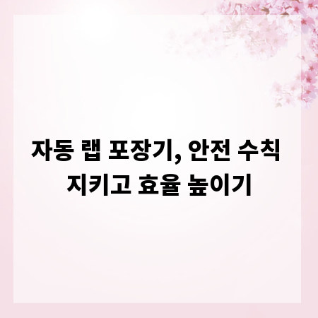 자동 랩 포장기, 안전 수칙 지키고 효율 높이기
