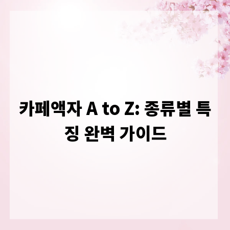 카페액자 A to Z: 종류별 특징 완벽 가이드
