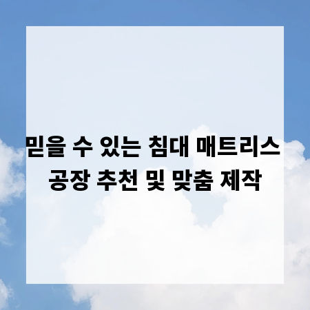 믿을 수 있는 침대 매트리스 공장 추천 및 맞춤 제작