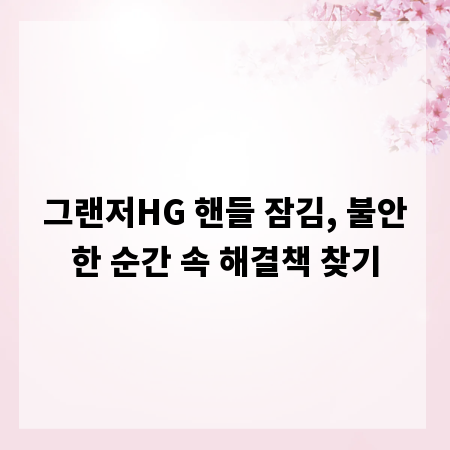 그랜저HG 핸들 잠김, 불안한 순간 속 해결책 찾기